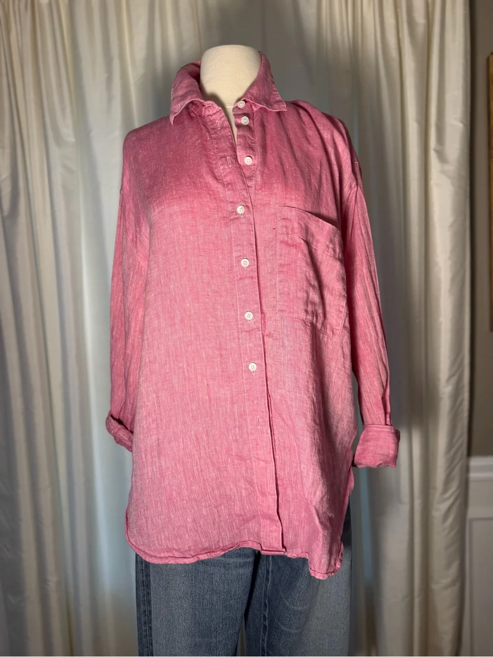 Madewell Bubble Gum Classic Relaxed Linen Button-Down Shirt - S